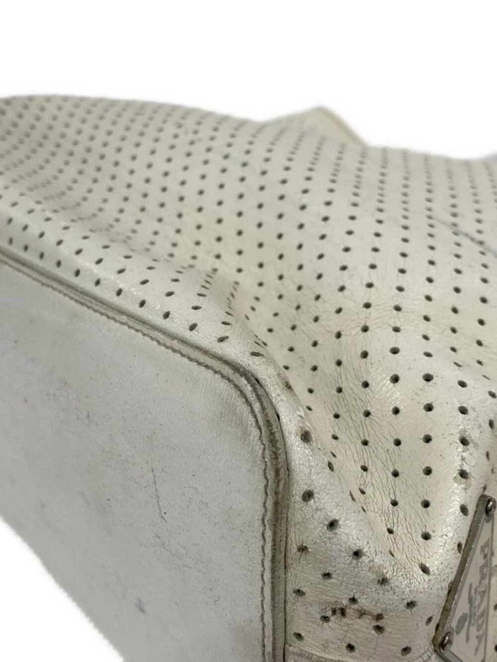 PRADA - BR1543 White Leather Tote Bag - Picture 6 of 13